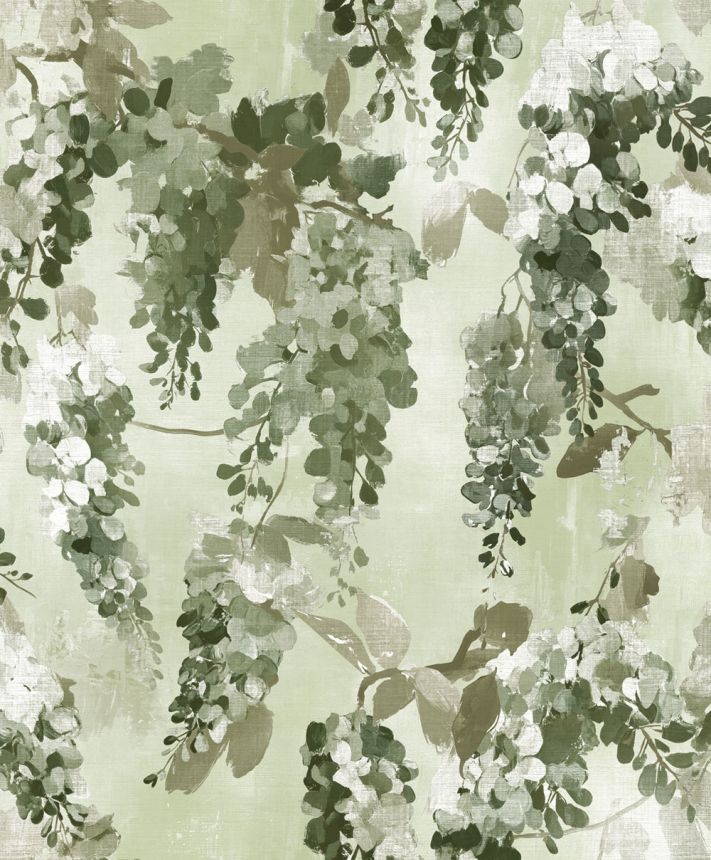 Tapéta, zöld, fehér, virágok, ágak, AU41605, Aurelia, Prestige Wallcoverings