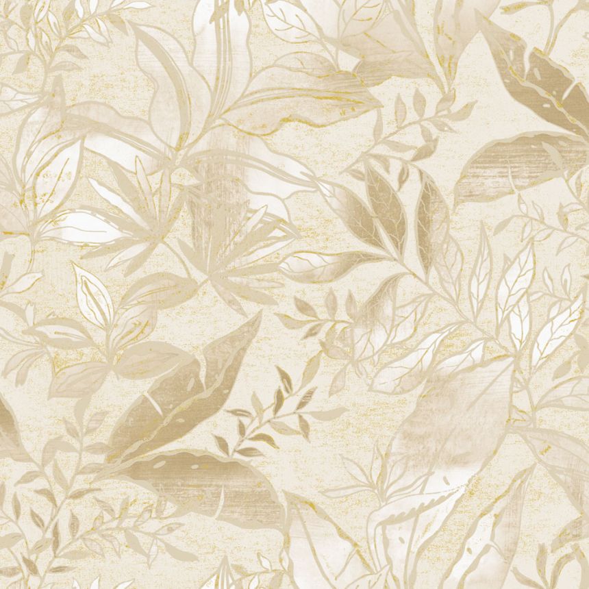 Tapéta, krémszínű, bézs, levelek és ágak, AU41702, Aurelia, Prestige Wallcoverings