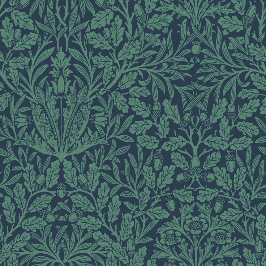 Tapéta, kék, virágok, levelek, 140489, William Morris at Home vol. 2