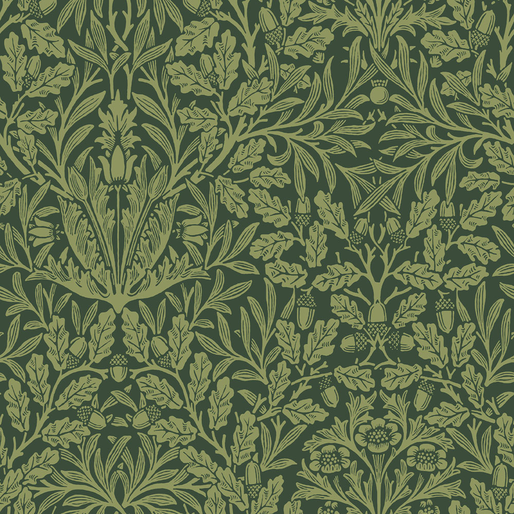 Tapéta, zöld, virágok, levelek, 140490, William Morris at Home vol. 2