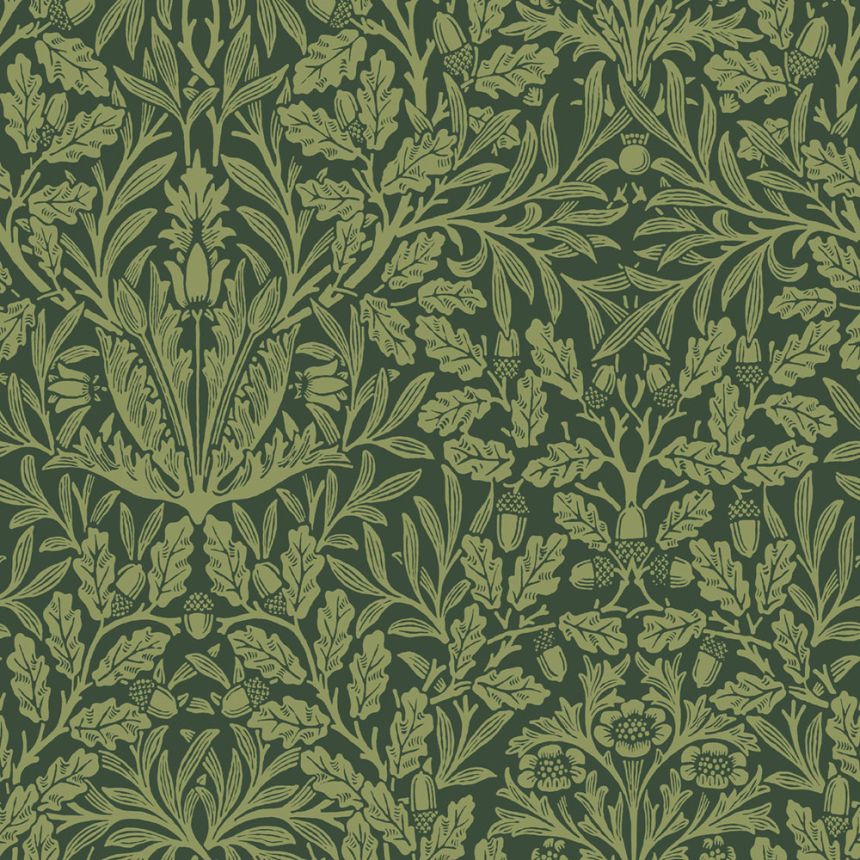 Tapéta, zöld, virágok, levelek, 140490, William Morris at Home vol. 2