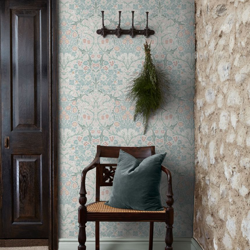 Tapéta, szürke, zöld, virágok, levelek, 140504, William Morris at Home vol. 2