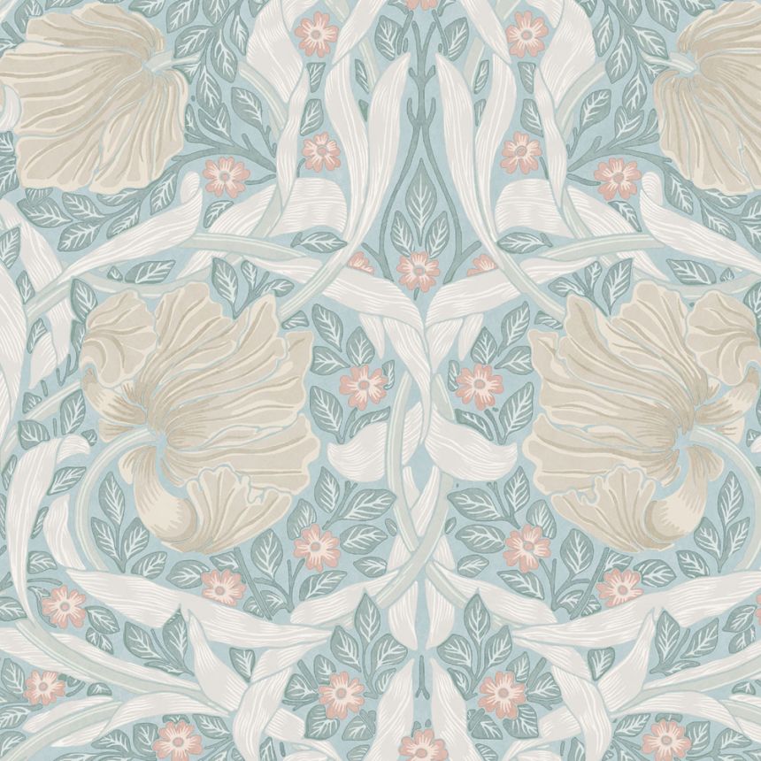 Tapéta, zöld, bézs, virágok, 140507, William Morris at Home vol. 2