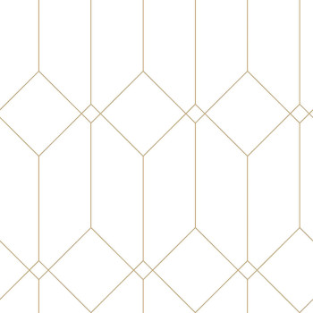 Fehér geometriai vlies fali tapéta, arany vonalak 139223, Art Deco, Esta