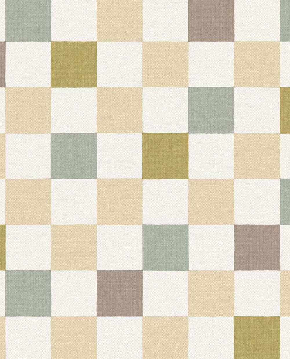 Tapéta, zöld, barna, kockás szövet hatású, 363147, Tiny Treasures, Eijffinger
