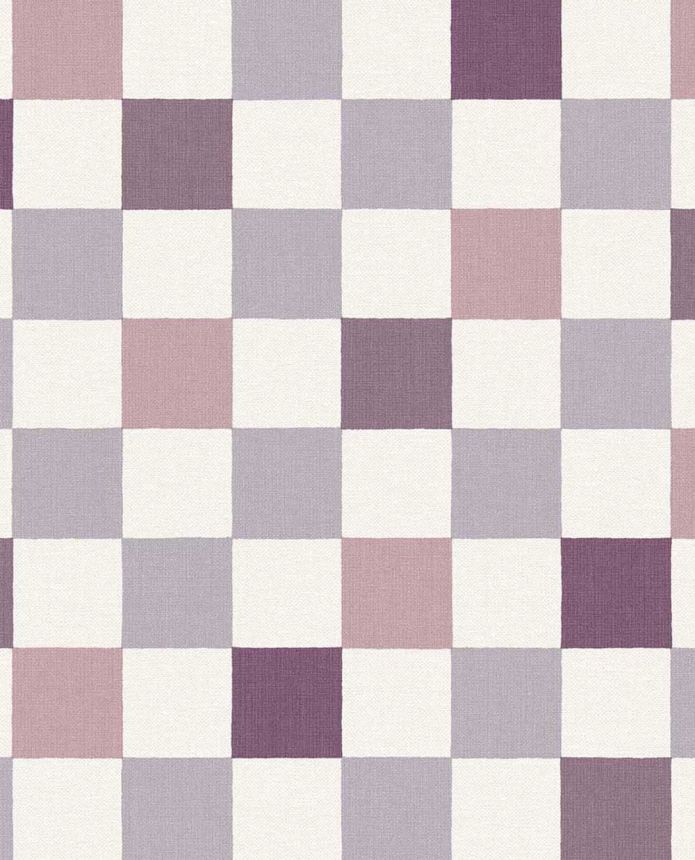 Tapéta, lila, rózsaszín, kockás szövet hatású, 363148, Tiny Treasures, Eijffinger