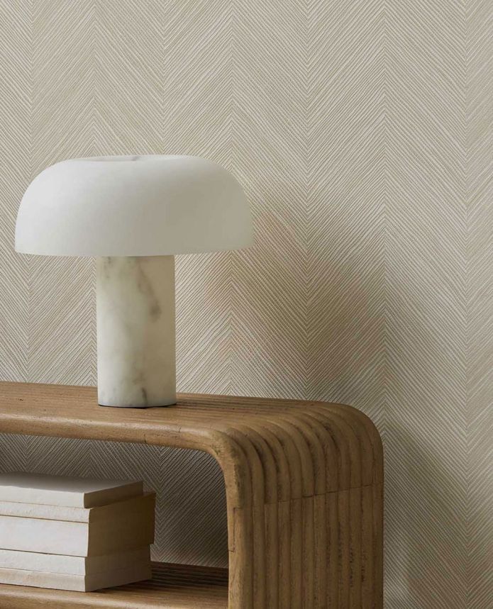 Geometrikus tapéta, krémsárga, gyékényhatású, 363233, Calm Crafted, Eijffinger