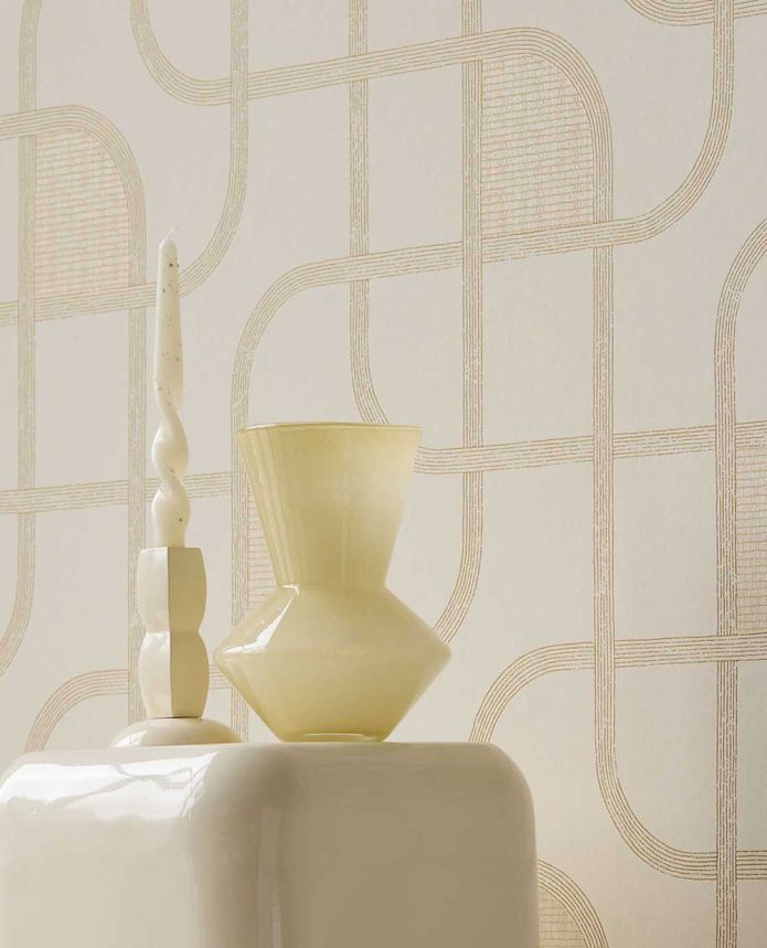 Geometrikus tapéta, krémszínű, csíkos, 363260, Calm Crafted, Eijffinger