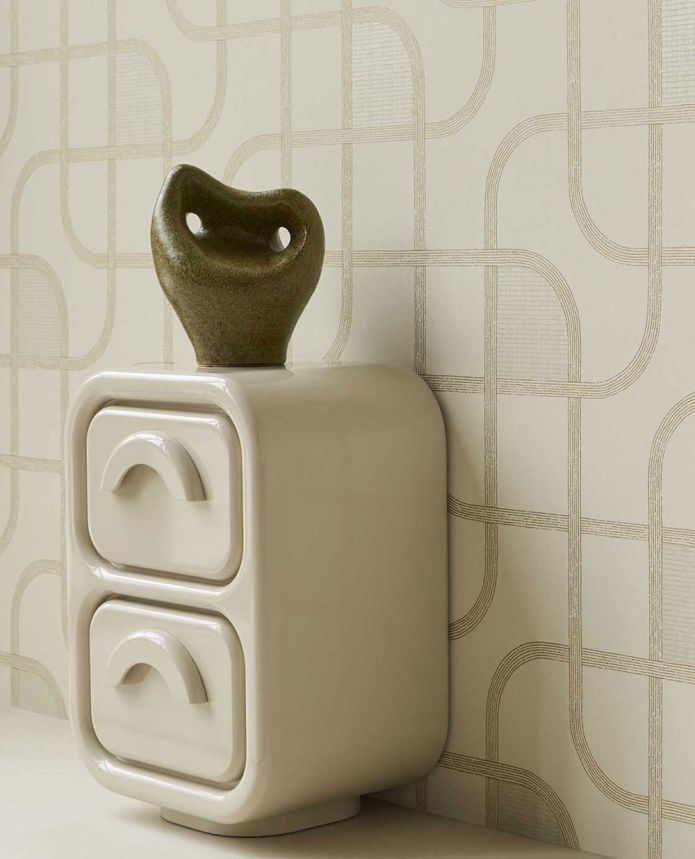 Geometrikus tapéta, zöld, csíkos, 363262, Calm Crafted, Eijffinger
