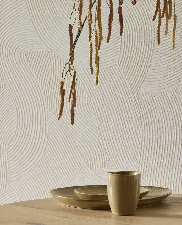 Tapéta, fehér-krémszínű, hullámok, 363271, Calm Crafted, Eijffinger