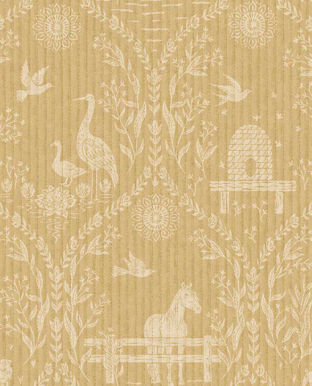 Sárga tapéta, állatok, virágok, 363131, Tiny Treasures, Eijffinger