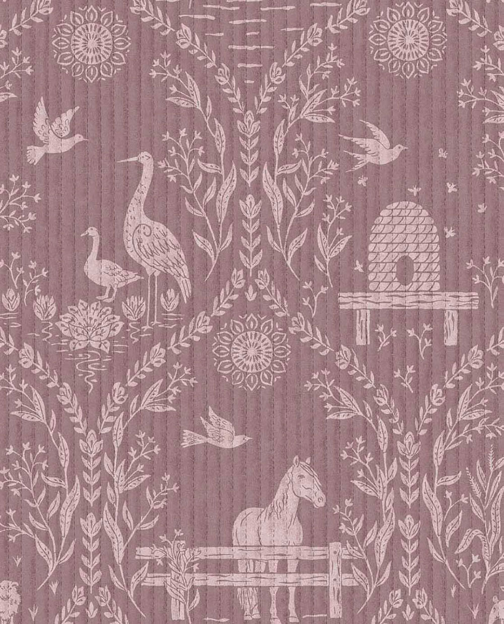 Bordó tapéta, állatok, virágok, 363133, Tiny Treasures, Eijffinger