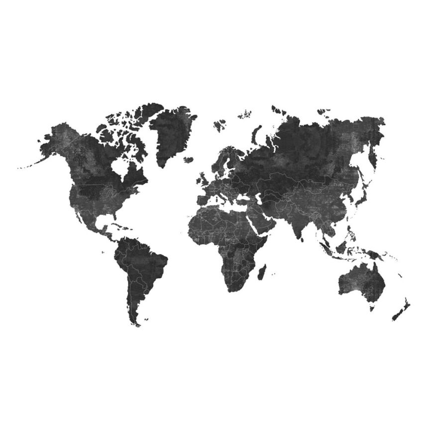 Vlies fotótapéta, fekete világtérkép 158941, 300x300cm, Black & White, Esta