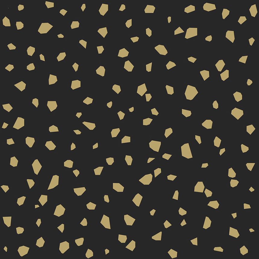 Fekete vlies tapéta, szabálytalan arany formák 139134, Black & White, Esta