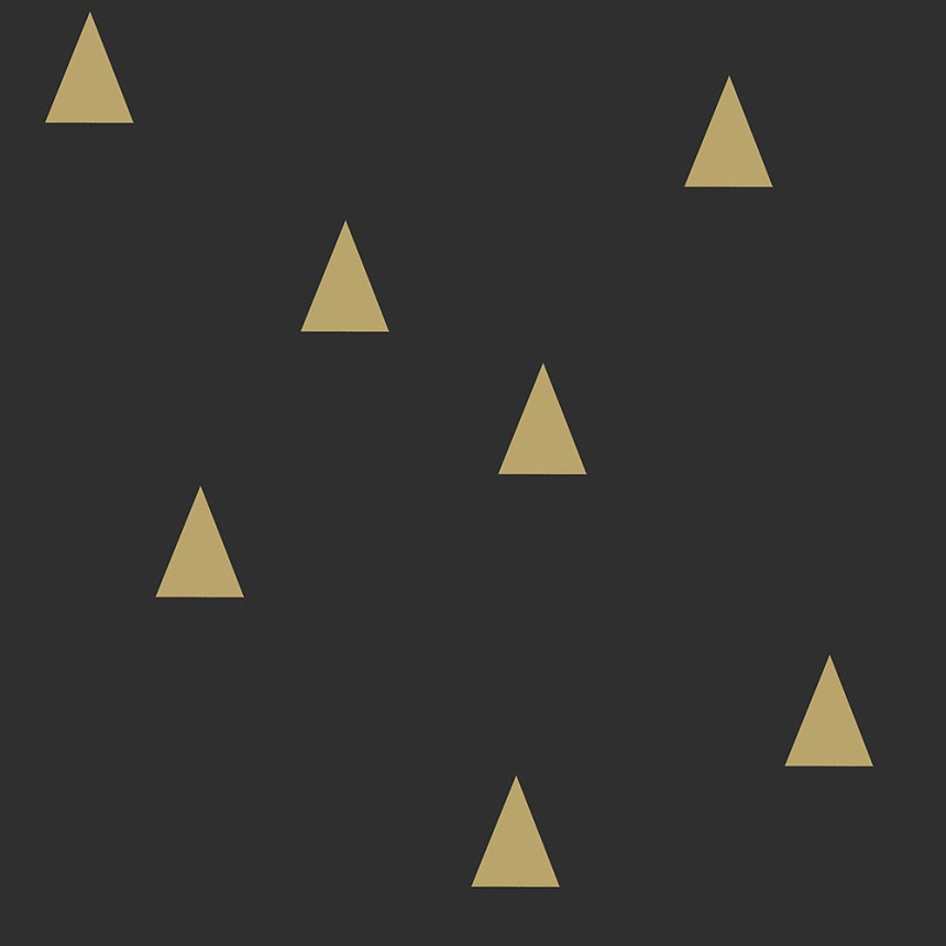 Fekete vlies tapéta arany háromszöggel 139123, Black & White, Esta