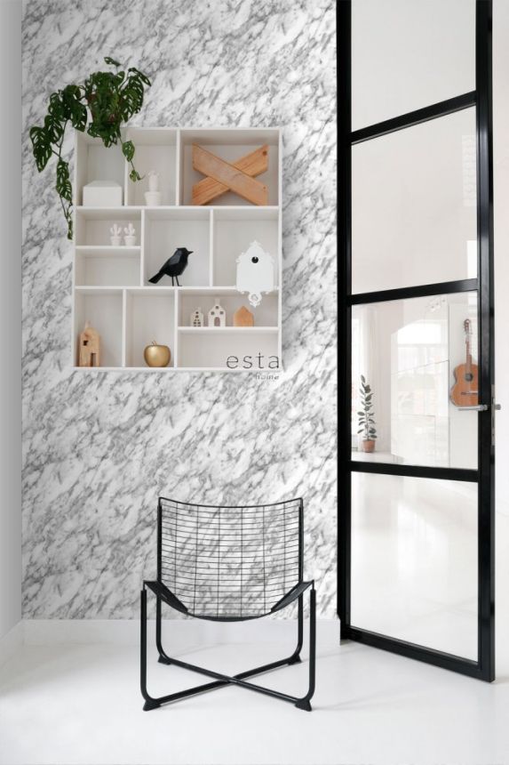 Vlies fali tapéta, fekete-fehér márvány 139119, Black & White, Esta
