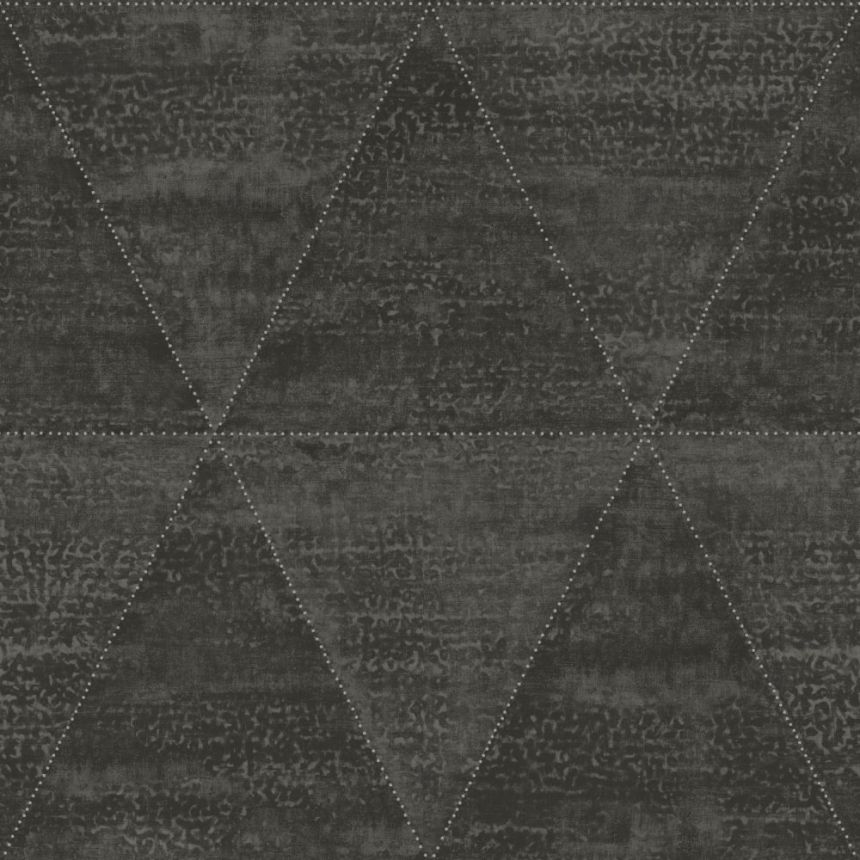 Szürke és fekete fémes vlies tapéta, fém háromszögek utánzata 337605, Matières - Metal, Origin