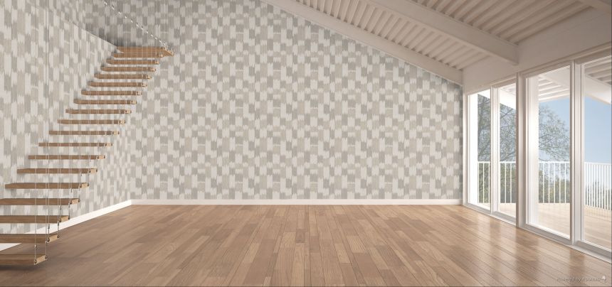 Absztrakt tapéta, szürkés bézs, szürke, csíkok, RE521033, Renaissance, Design ID