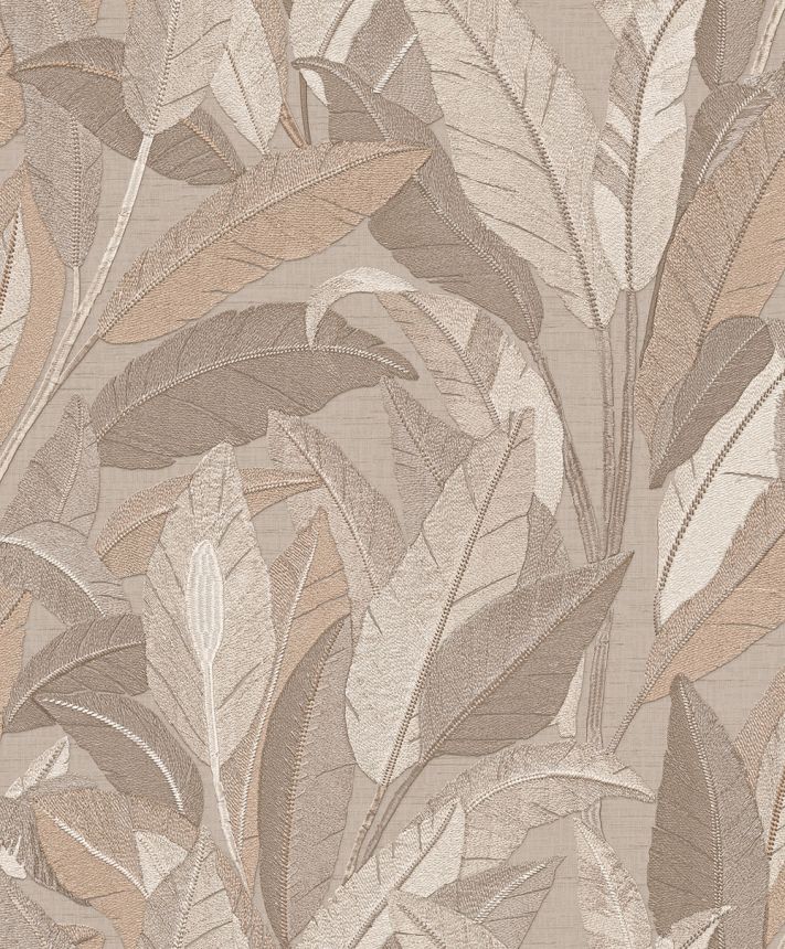Levélmintás tapéta, vörösesbarna, barna, RE521053, Renaissance, Design ID