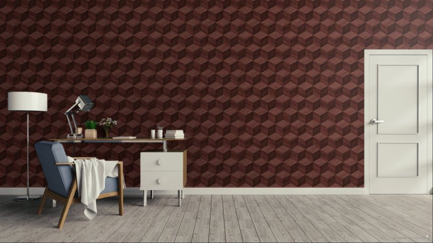 3D fahatású tapéta, vörösesbarna, RE521096, Renaissance, Design ID