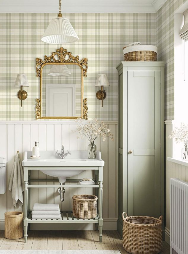 Melrose tapéta, bézs-zöld, CA10504, Carl Robinson Edition 24 The Highlands