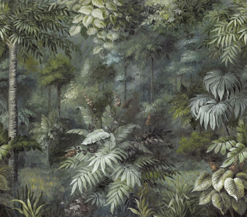Vlies fotótapéta Trópusi erdő, pálmafák, levelek, madarak 317409, 318 x 280 cm, Oasis, Eijffinger