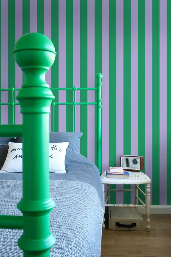 Csíkos tapéta, zöld, lila, 139908, Color Pop, Esta Home