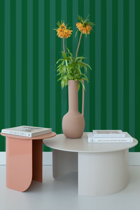 Csíkos tapéta, zöld, 139909, Color Pop, Esta Home