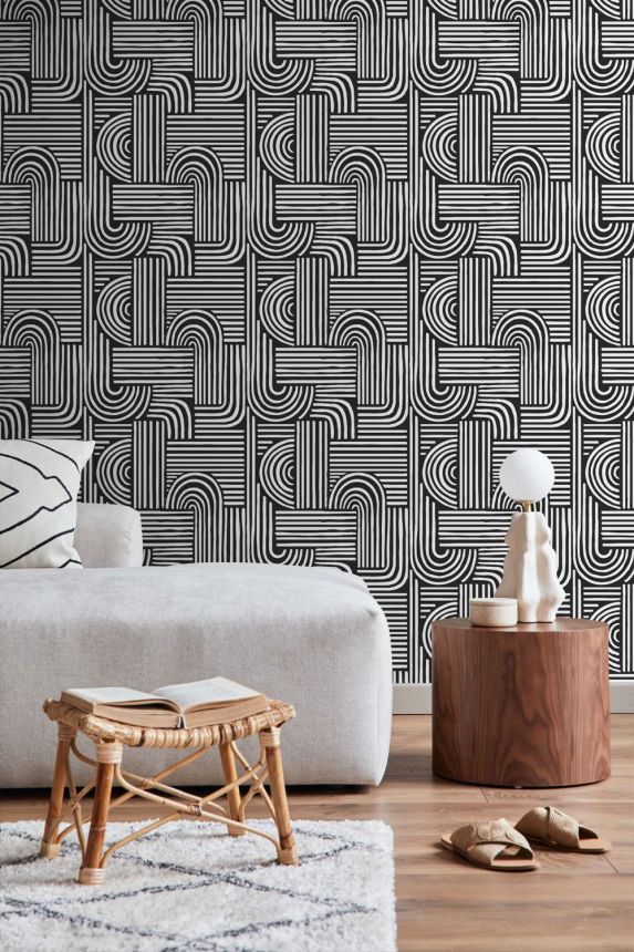 Geometrikus tapéta, fekete-fehér, 139941, Color Pop, Esta Home