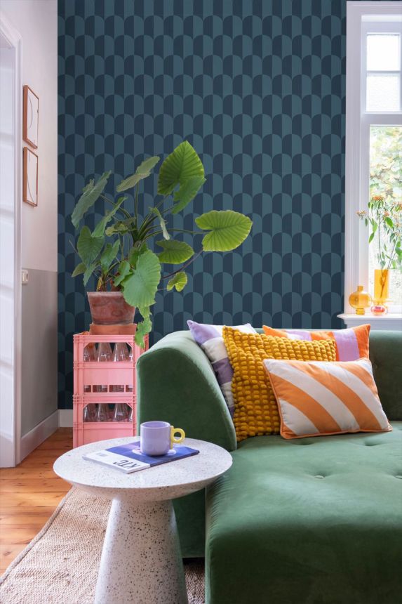 Art Deco mintás tapéta, kék, 139990, Color Pop, Esta Home