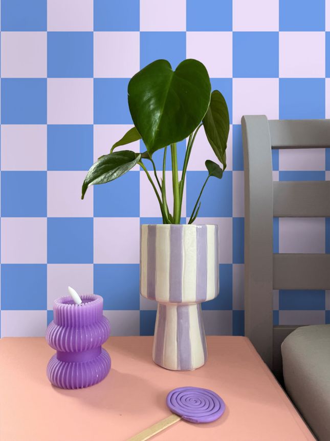 Sakkmezős mintájú tapéta, kék, rózsaszín, 130912, Color Pop, Esta Home