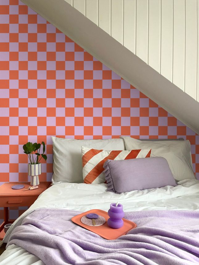 Sakkmezős mintájú tapéta, piros, rózsaszín, 130914, Color Pop, Esta Home