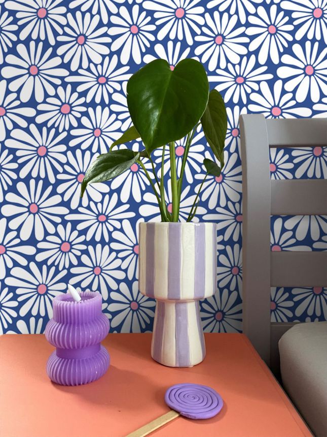 Virágmintás tapéta, kék, fehér, 131150, Color Pop, Esta Home