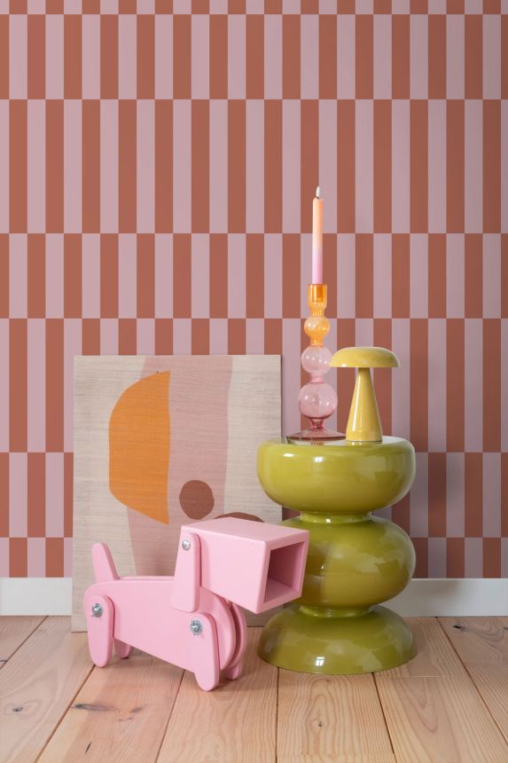 Csíkos tapéta, vörös-barna, rózsaszín, 131216, Color Pop, Esta Home