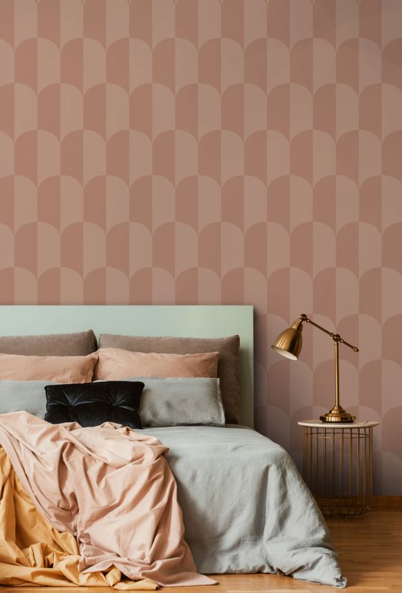 Art Deco mintás tapéta, vörös-barna, barna-rózsaszín, 131238, Color Pop, Esta Home