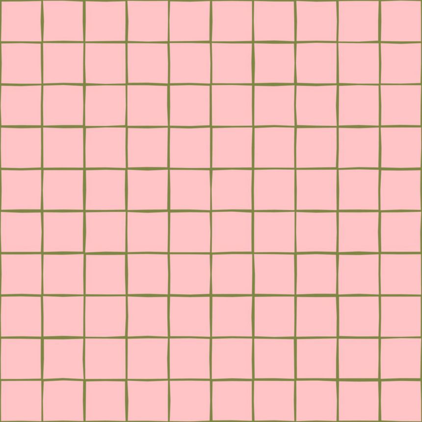 Rácsos tapéta, rózsaszín, zöld, 131594, Color Pop, Esta Home