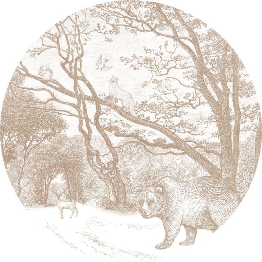 Öntapadós kör-tapéta Erdő, erdei állatok 159072, átmérő 70 cm, Forest Friends, Esta