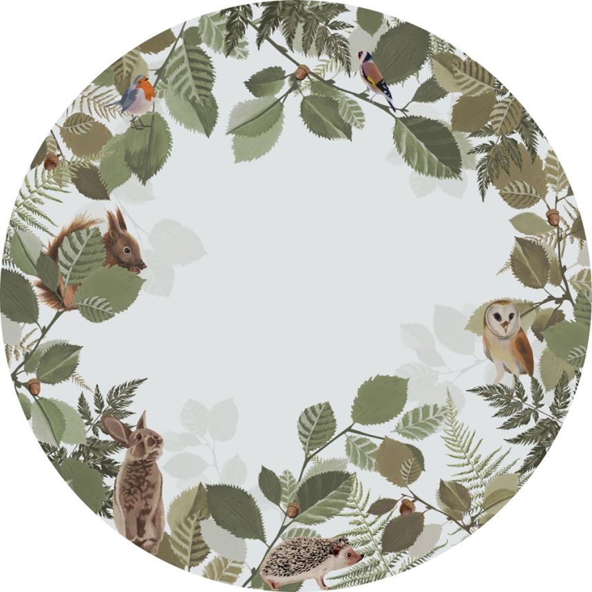 Öntapadós kör-tapéta Erdő, erdei állatok 159069, átmérő 70 cm, Forest Friends, Esta