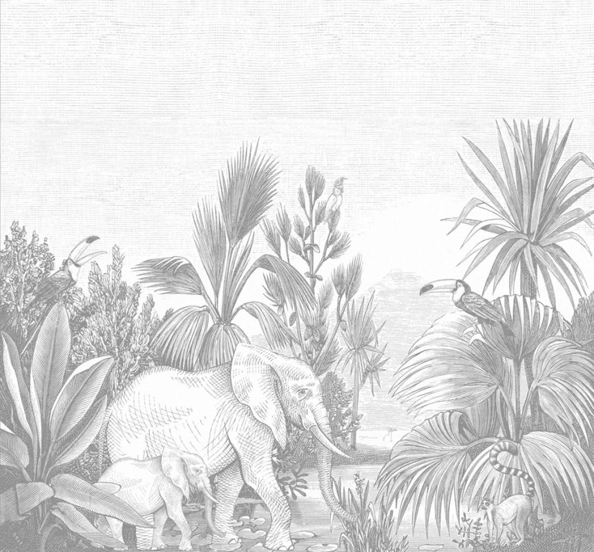 Vlies poszter tapeta Dzsungel, elefántok 159061, 300 x 279 cm, Forest Friends, Esta