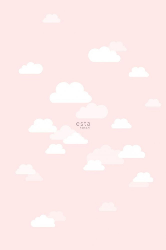 Vlies rózsaszín gyerek tapéta fehér felhőkkel 158843, 1,86 x 2,79 m, Little Bandits, Esta