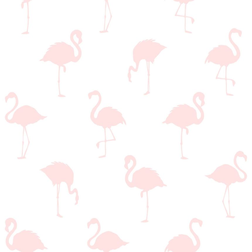 Vlies fehér tapéta rózsaszín flamingókkal 138918, Little Bandits, Esta