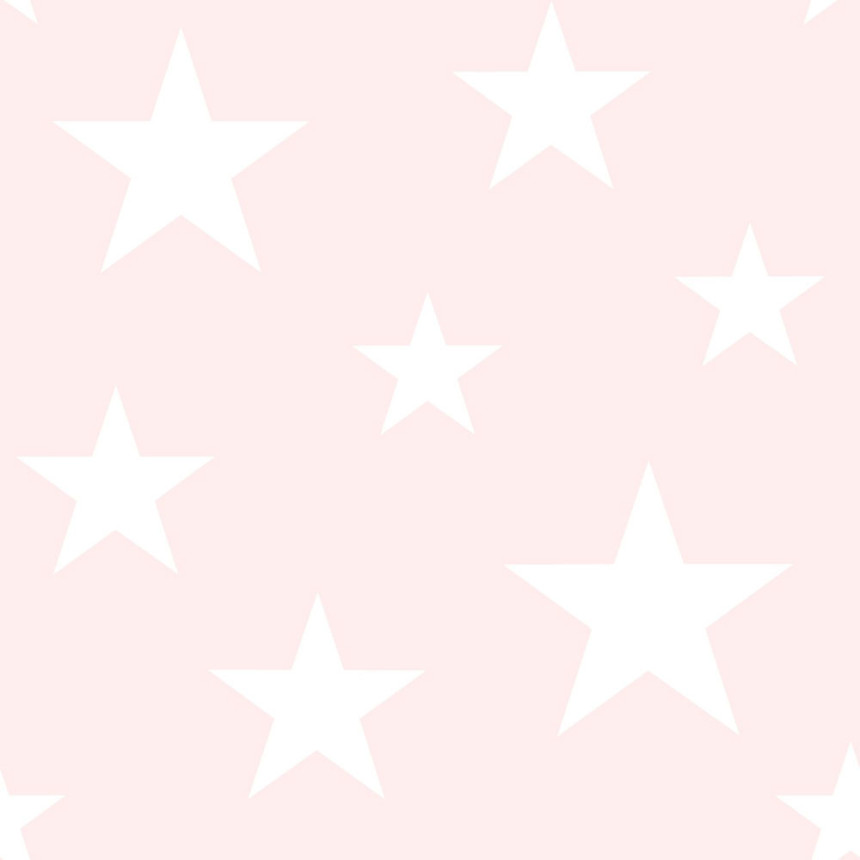 Rózsaszín vlies tapéta fehér csillagokkal 138931, Little Bandits, Esta