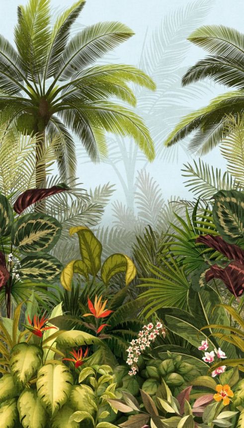 Vlies fali poszter Pálmafák és trópusi levelek JF6001, 159 x 280 cm, One roll, Grandeco