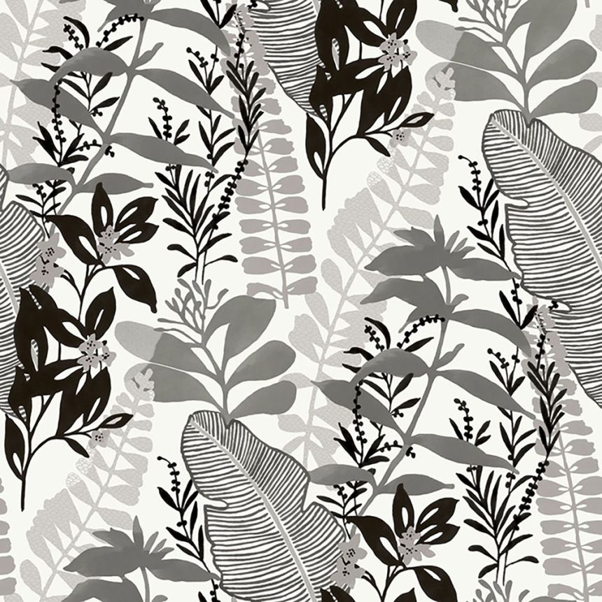 Fekete-fehér vlies tapéta, növények és levelek GV24277, Good Vibes, Decoprint