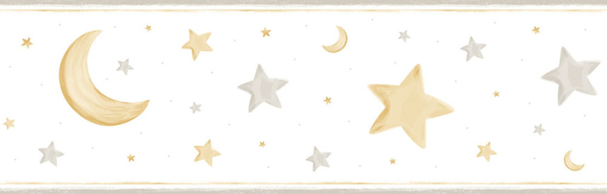 Gyermek öntapadós tapéta bordűr Csillagok, Hold 470-3, Pippo, ICH Wallcoverings