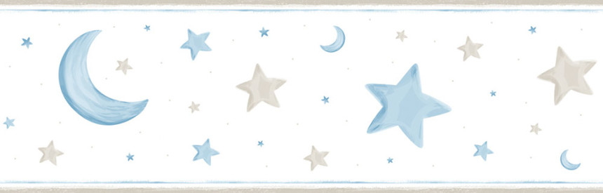 Gyermek öntapadós tapéta bordűr Csillagok, Hold 470-1, Pippo, ICH Wallcoverings