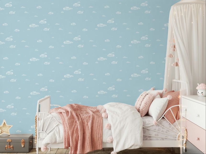 Kék papír tapéta, felhők, égbolt, csillagok 458-1, Pippo, ICH Wallcoverings