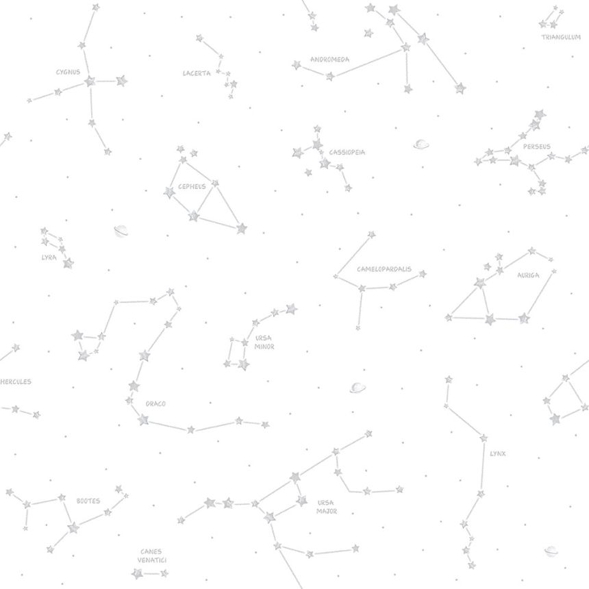Fehér-szürke papír tapéta, Csillagképek 3362-2, Oh lala, ICH Wallcoverings