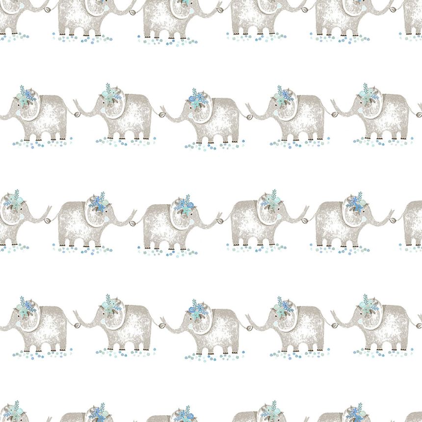 Papír gyerek tapéta elefántokkal 3351-2, Oh lala, ICH Wallcoverings