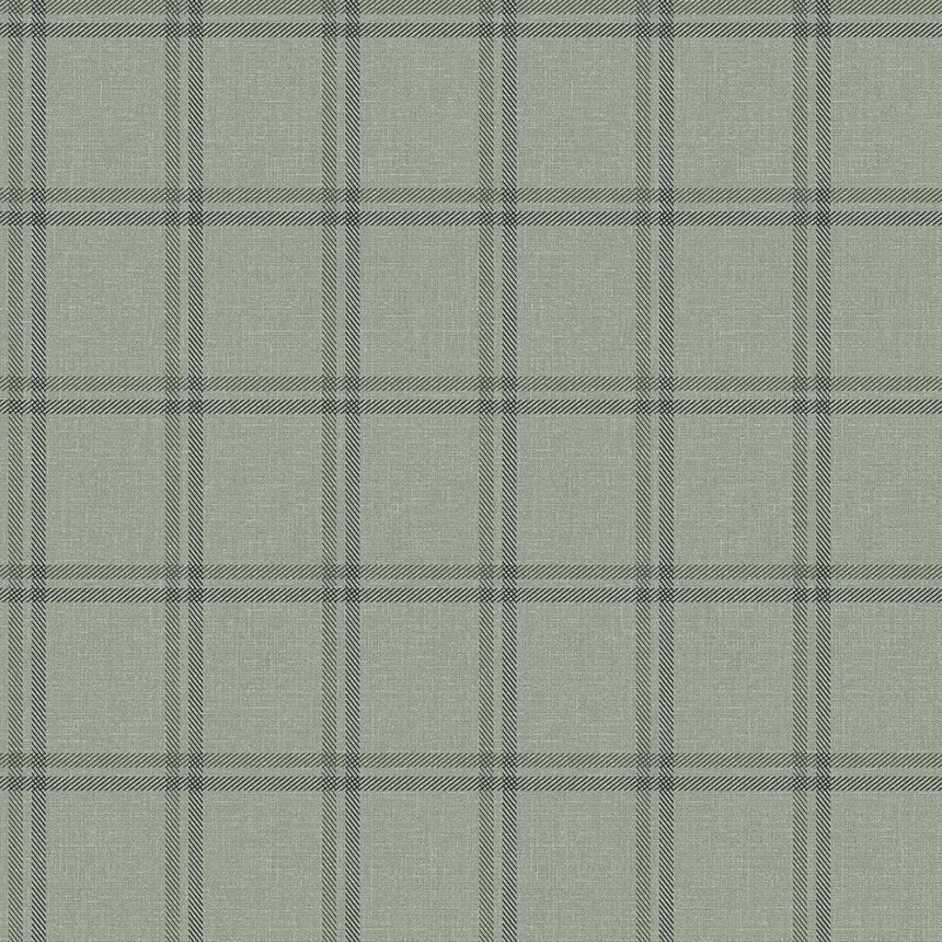 Vlies tapéta, zöld szövet utánzat, angol kockás 347623, Natural Fabrics, Origin